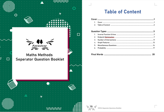 Maths Methods Separator Questions Booklet